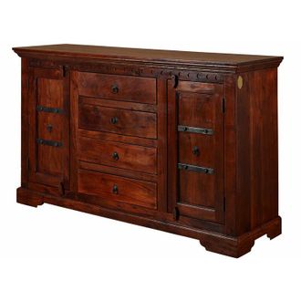 Massivmoebel24 Credenza in legno di Acacia 150x45x89 nougat laccato oxford 513
