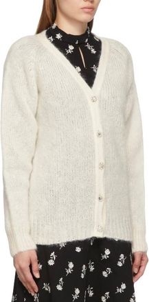 Erdem Cream Marcilly Cardigan with Crystal Button Detail Size XL