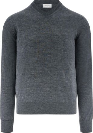 Ferragamo v-neck charcoal wool sweater - men - Virgin Wool - M - Grey