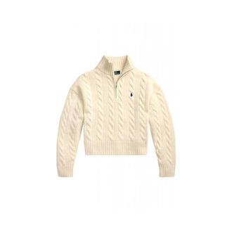 Ralph Lauren Su&eacute;ter de Medio Cierre con Punto Trenzado - Knitwear - Mujer - Beige - M