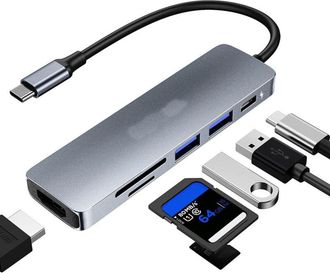 Trade Shop Trade Shop - Smart Hub Di Tipo C 7 In 1 Type-c Power Delivery Hdmi 3 Usb Sd Micro Sd Q-hu91