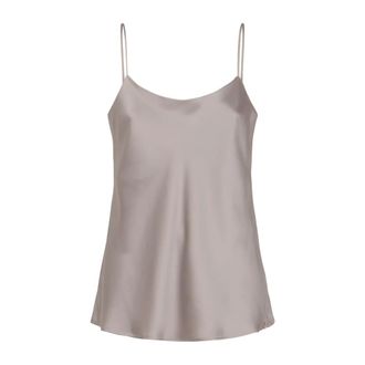 Herno Tops, Dames, Beige, S, Satijn, Mouwloze satijnen top