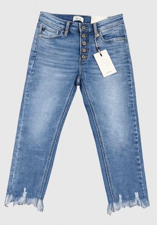 Kancan Womens Jamie Mid Rise Capri In Blue