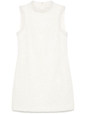 Self Portrait Bouclé midi-jurk verfraaid met pailletten - Beige