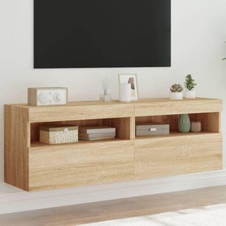 vidaXL Vidaxl - Muebles De Tv De Pared Luces Led 2 Uds Roble Sonoma 60x30x40 Cm
