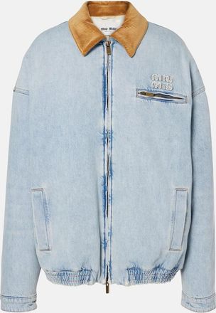 Miu Miu Logo denim puffer jacket