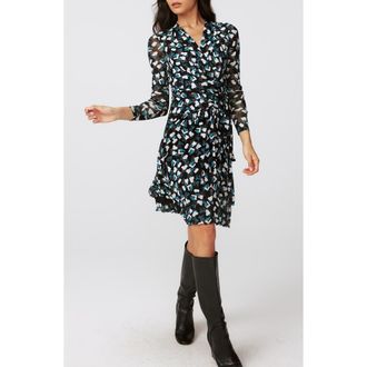 Diane Von F&uuml;rstenberg Brenda Long Sleeve Faux Wrap Dress in Pianos at Nordstrom Rack, Size X-Large