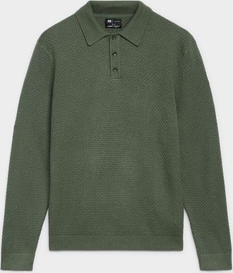 Le 31 Mens Embossed knit Polo Shirt