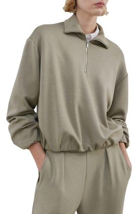 Mango High Neck Balloon Sweatshirt in Khaki Green at Nordstrom, Size Medium