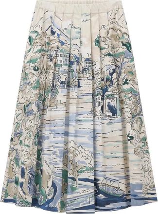 Max Mara Midi Rokken - Dames - Midirokken - Veelkleurig - S - Katoen - Rokken