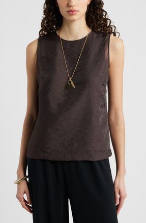 Nordstrom Sleeveless Organza Shell Top in Brown Coffee at Nordstrom, Size Xx-Large