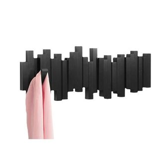 No Brand Perchero De Pared Con 8 Ganchos Plegables, Color Negro, 53 Cm De Ancho