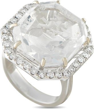 Luxury Bazaar 14K White Gold 0.60ct Diamond Victorian Cupid Intaglio Ring MF16-062926