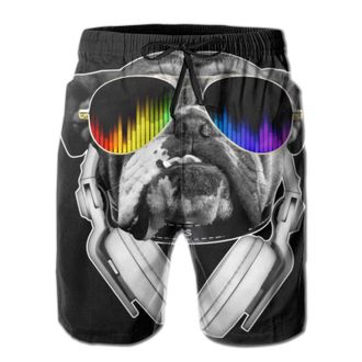 AOOEDM Bulldog Dj Casual Men Beach Shorts Bathing Suit Swim Trunks