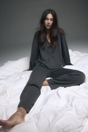 H&M Fine-knit cardigan in Dark Gray Melange at Nordstrom, Size X-Small