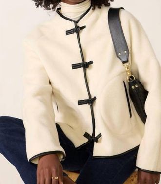 Sanctuary Crewneck Sherpa Jacket In Powder