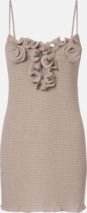 Magda Butrym Vestido corto de crep&eacute; fruncido con aplique floral