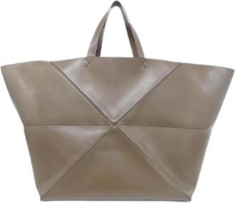 Loewe Pre-owned Puzzle Fold Tote Calf Tote Bag - Dames - Vintage Shopper - Bruin - ONE Size - Leer - Vintage