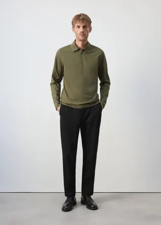 Mango Polo maglia regular fit zip Thermolite kaki - Uomo - XXL - MANGO MAN