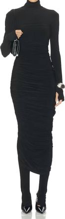 Norma Kamali Long Sleeve Turtleneck Strapless Diana Gown In Black