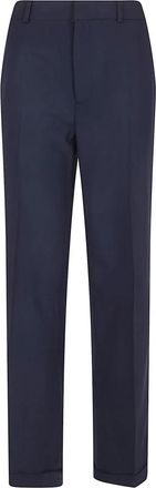 Polo Ralph Lauren Woven Straight Pants - Dames - Straight fit broeken - Blauw - XS - Wol - Broeken
