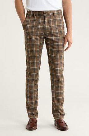 T.R. Premium Plaid Straight Leg Trousers in Brown at Nordstrom Rack, Size 40