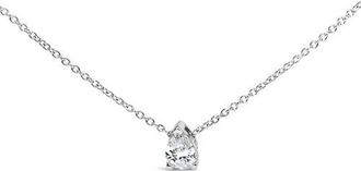 House of Brilliance 14K White Gold 1/2 Cttw Pear Shape Lab-Grown Diamond Solitaire Pendant Necklace at Nordstrom