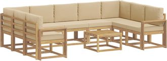 vidaXL Conjunto De Sof&aacute;s De Exterior 10 Uds. Y Beige Poli&eacute;ster Vidaxl