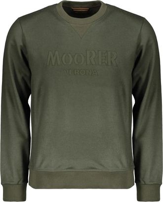 Moorer Crewneck Sweatshirt met Logo - Heren - Sweatshirts - Groen - M - Wol - Hoodies & sweatvesten
