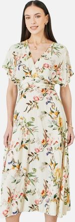 Yumi Floral Print Midi Dress in Ivory at Nordstrom, Size 14