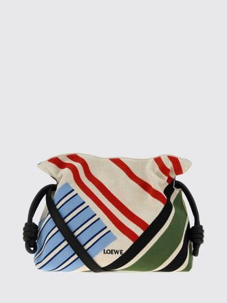 Loewe Clutch Flamenco in tela di cotone jacquard a righe con nodo