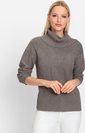 Heine Rollkragenpullover HEINE Pullover, Damen, Gr. 36, grau (dunkeltaupe, meliert), 42% Viskose, 30% Lyocell, 28% Polyester, unifarben, Pullover Rollkragen