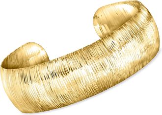 Ross-Simons Italian 18kt Gold Over Sterling Textured Cuff Bracelet