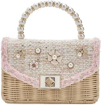 Dune London Blooms Cross Body Womens Handbags Coral, Rattan
