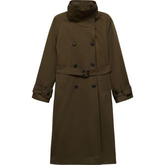 Mango Belted Double Breasted Trench Coat in Khaki Green at Nordstrom Rack, Size Xx-Small