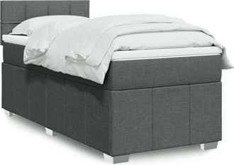 vidaXL Cama Box Spring Con Colch&oacute;n Tela Gris Oscuro 80x200 Cm Vidaxl