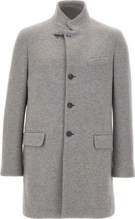 Fay Black Bottoned Wool Coat
