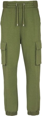 Balmain logo-print cargo track pants - men - Cotton - S - Green