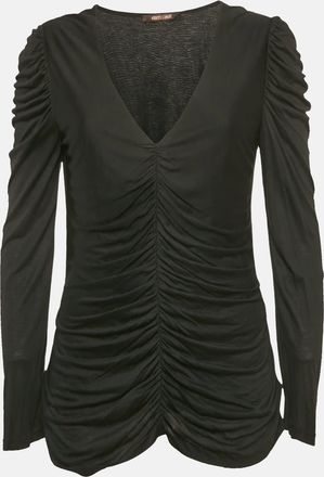 Roberto Cavalli Black Ruched Jersey Top L