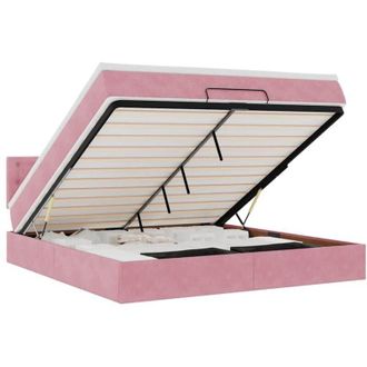 vidaXL Vidaxl - Estructura Cama Otomana Con Colch&oacute;n Terciopelo Rosa 160x200 Cm