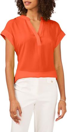Chaus Split Neck Georgette Blouse in Passion Fruit at Nordstrom, Size Large