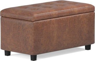 Simpli Home Cosmopolitan 34In Transitional Rectangle Storage Ottoman