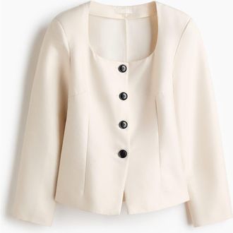 H&M Square-neck Blazer in Light Beige at Nordstrom, Size Xx-Large