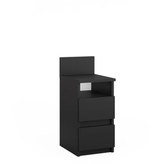 Vicco Comodino camera da letto Monty, Nero, 25 x 59.1 cm con 2 cassetti