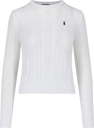 Polo Ralph Lauren Classic Cable Knit Sweater with Contrast Logo