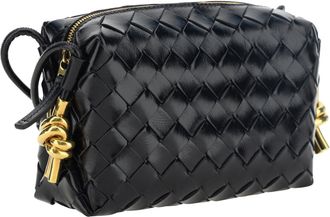 Bottega Veneta Womens Shoulder Bag Loop Calfskin Black-Brass Calf Leather Black/brass