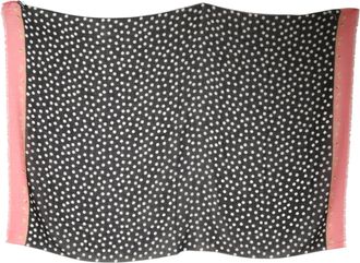 Dolce & Gabbana Black White Polka Dots Fringes Wrap Womens Scarf (Pre-Owned)