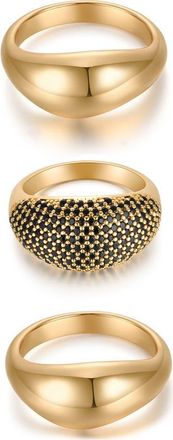 Ettika Timeless Glamour Set of 3 Rings in Black at Nordstrom, Size 7