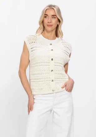 Notre-V Truien & Vesten, Dames, Beige, 2Xl, Linnen, Nv-Hettina Cardigan