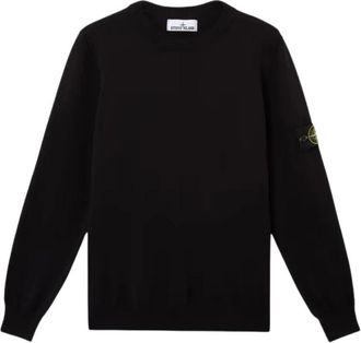 Stone Island Trui met ronde hals - Heren - Ronde hals truien - Zwart - 2XL - Katoen - Truien & Vesten